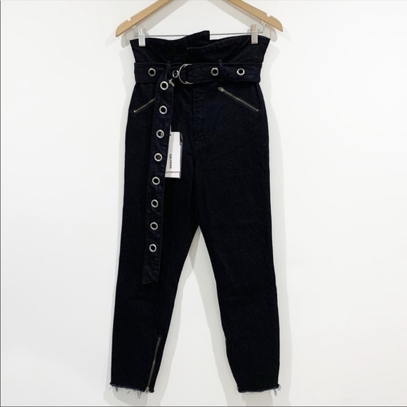 GRLFRND Mia high rise skinny black belted jeans 27 - Picture 2 of 8